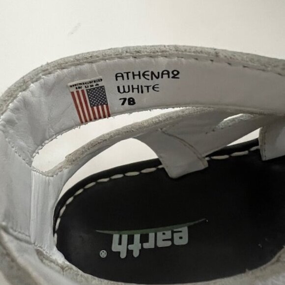 Earth Athena 2 White Leather Gladiator Sandals Black Ribbon Laces Women's 7B - Picture 5 of 6